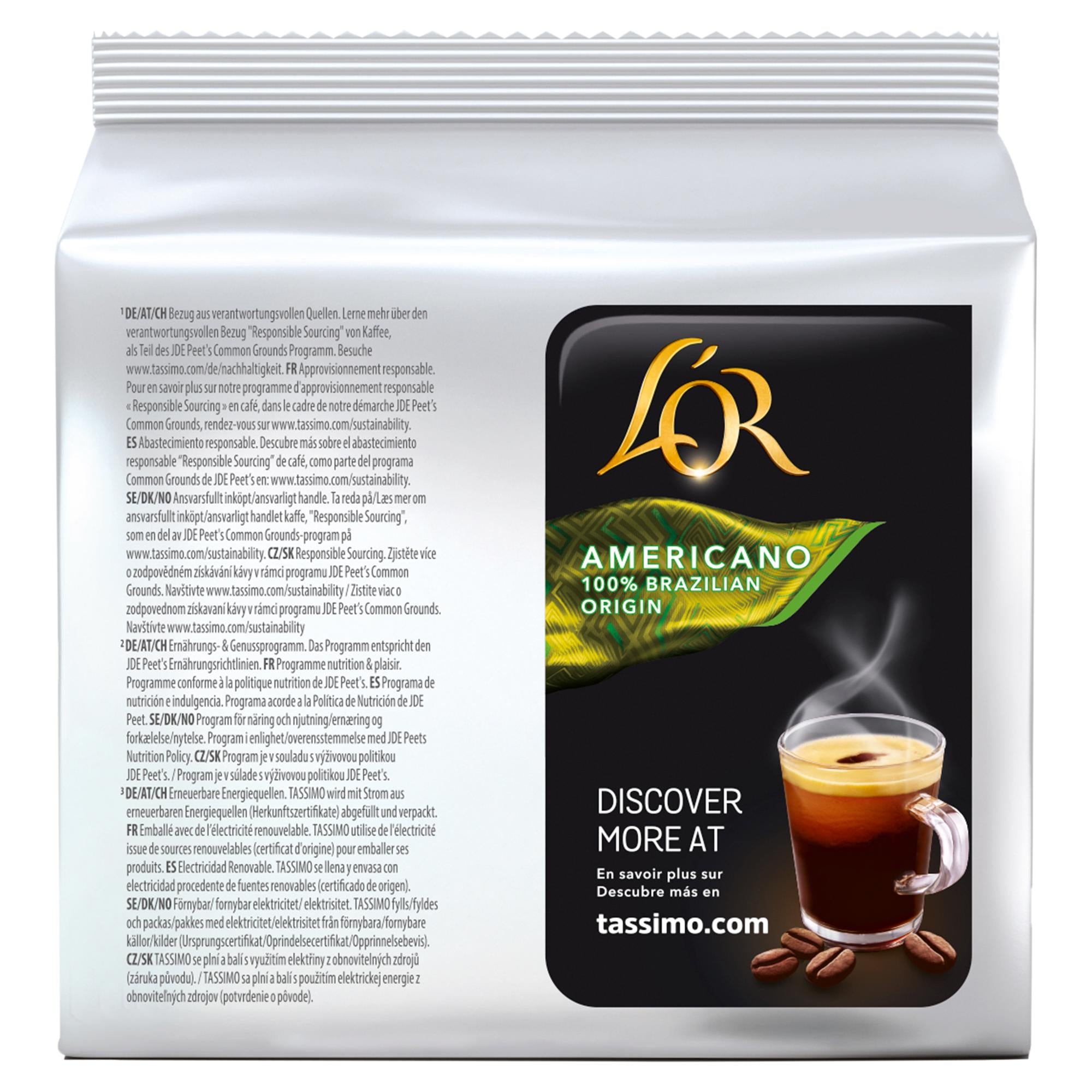 L'OR Americano Classique coffee pods 14 pack (British brand)