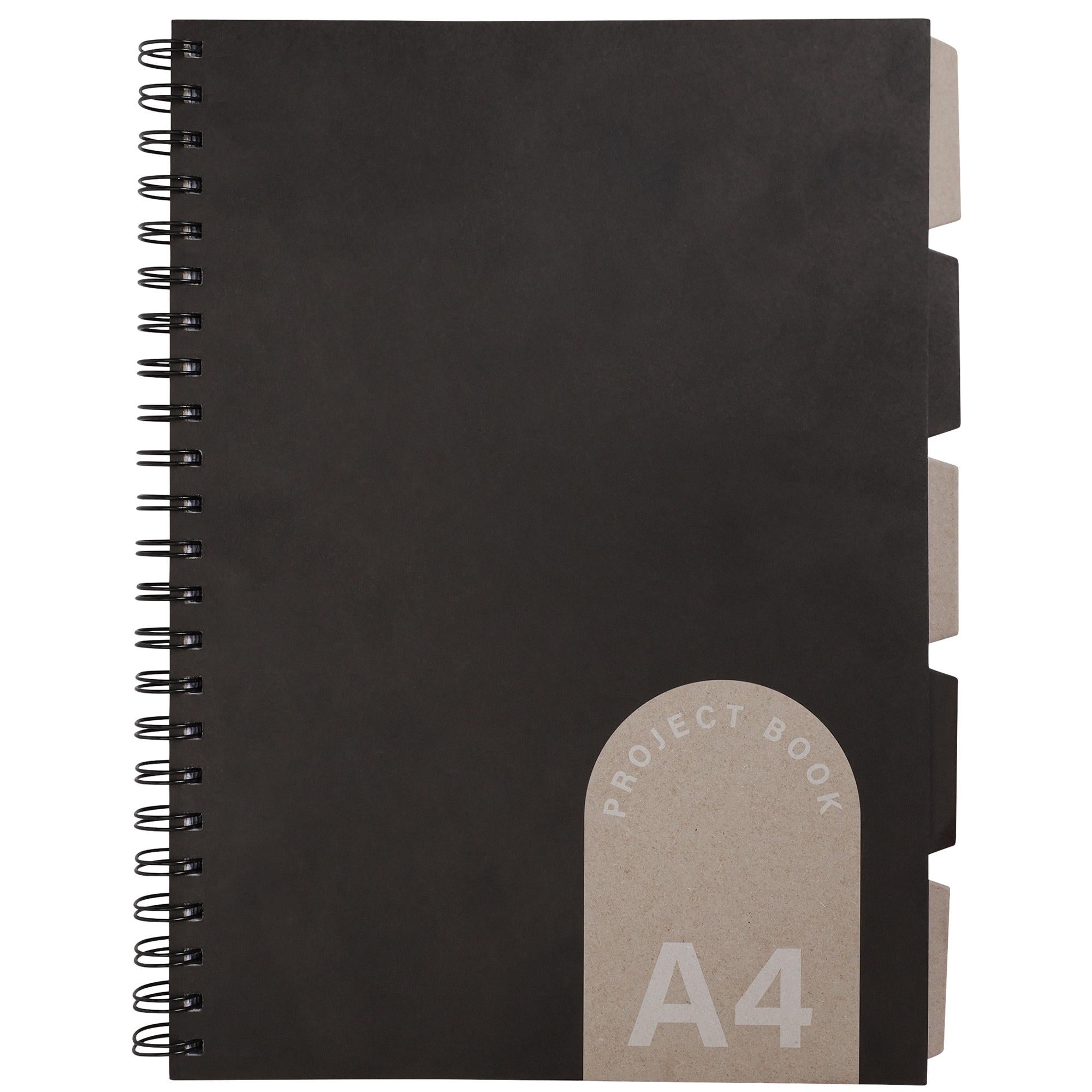 Sainsbury's A4 project notebook black white grey (British brand)