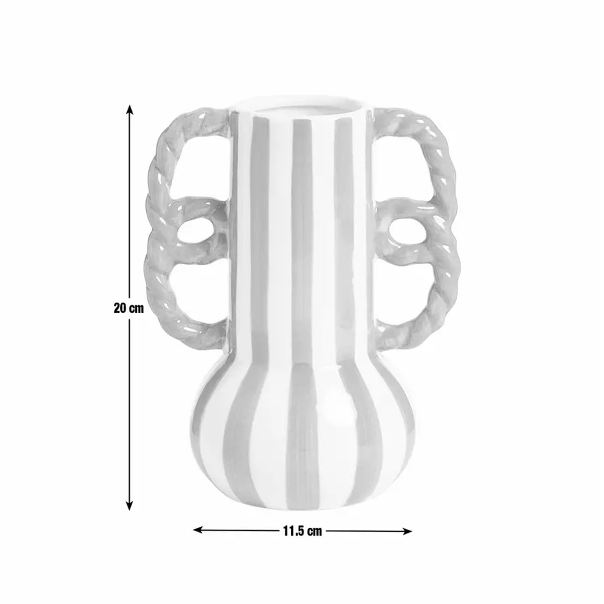 Habitat stripe ceramic vase with wavy handles H20cm - British product