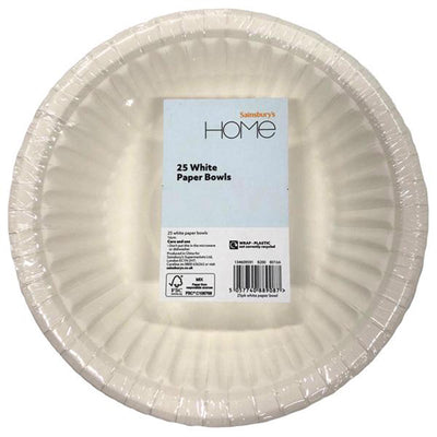 Sainsburys Sainsbury's Home White Paper Bowls Pack of 25- Buy online at McGrocer