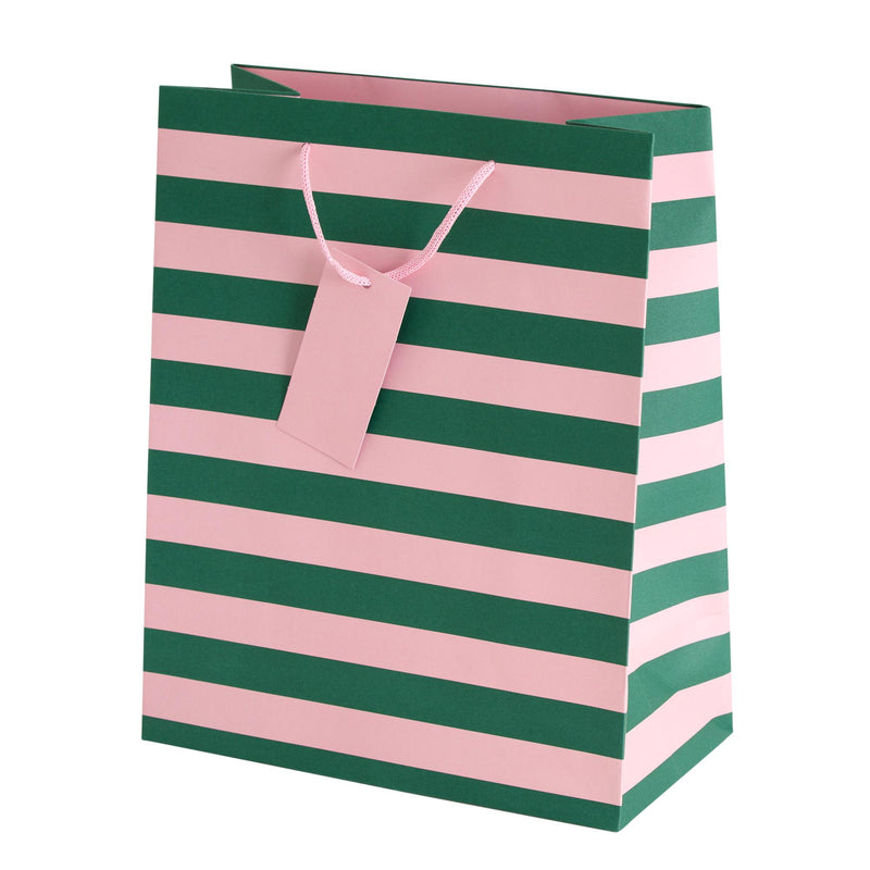 Sainsbury's Home large gift bag green and pink stripe - British product