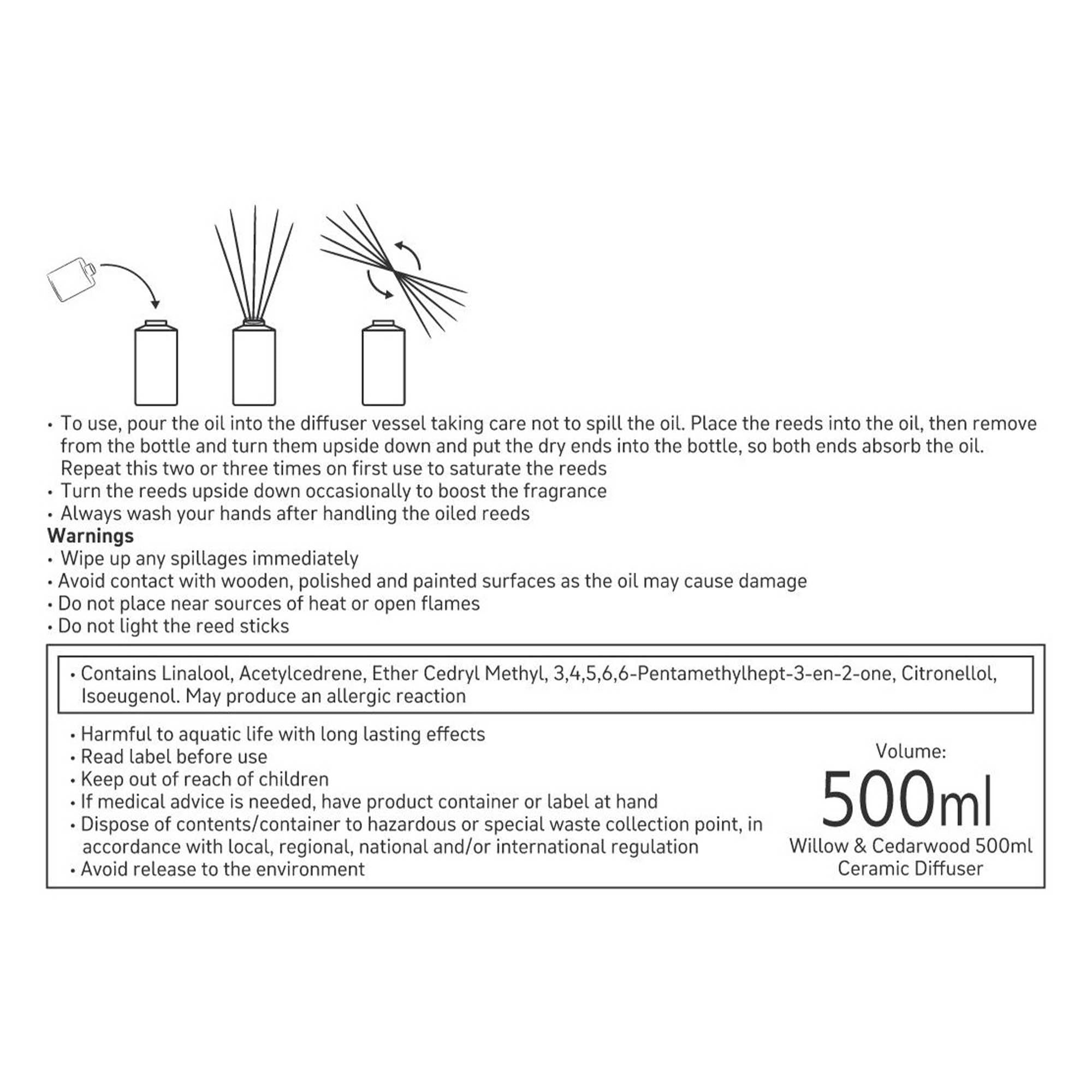 Morris & Co Willow Cedarwood Reed Diffuser 500ml, UK version
