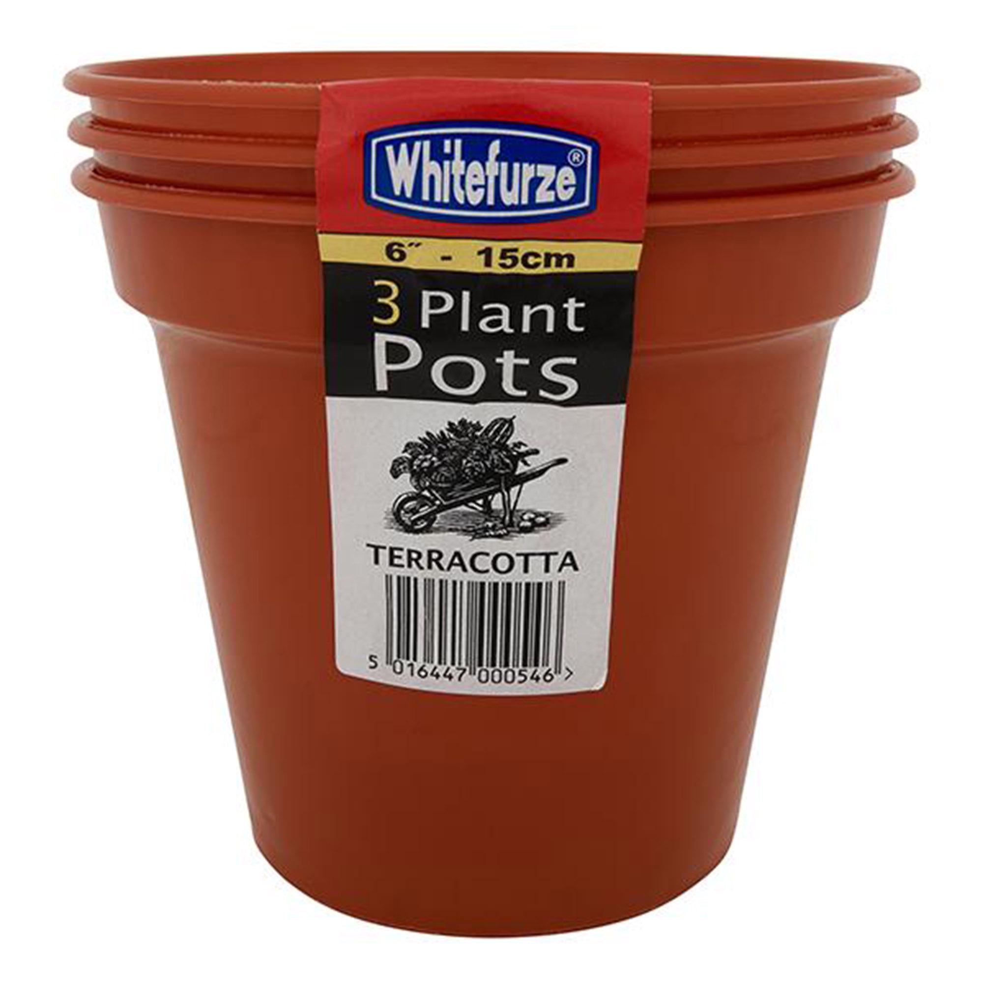 Whitefurze plastic pots pack of 3 15cm, UK version