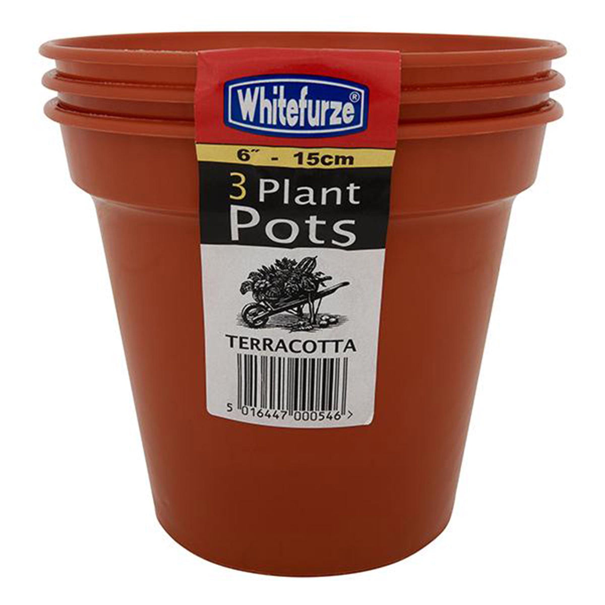 Whitefurze plastic pots pack of 3 15cm, UK version
