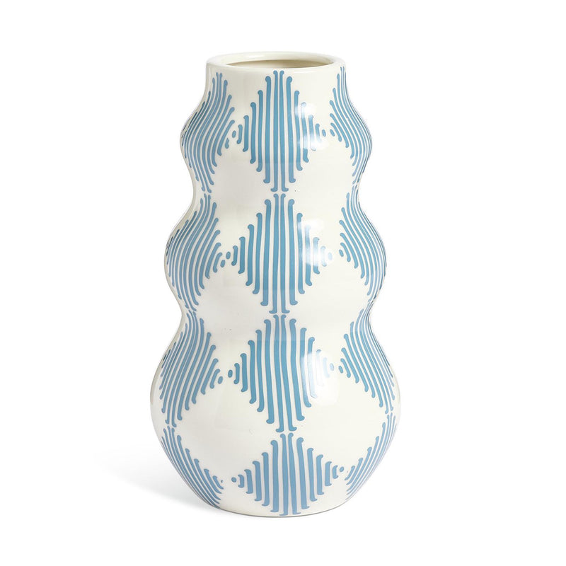 Habitat Harlequin Wiggle ceramic vase blue 25cm, UK version