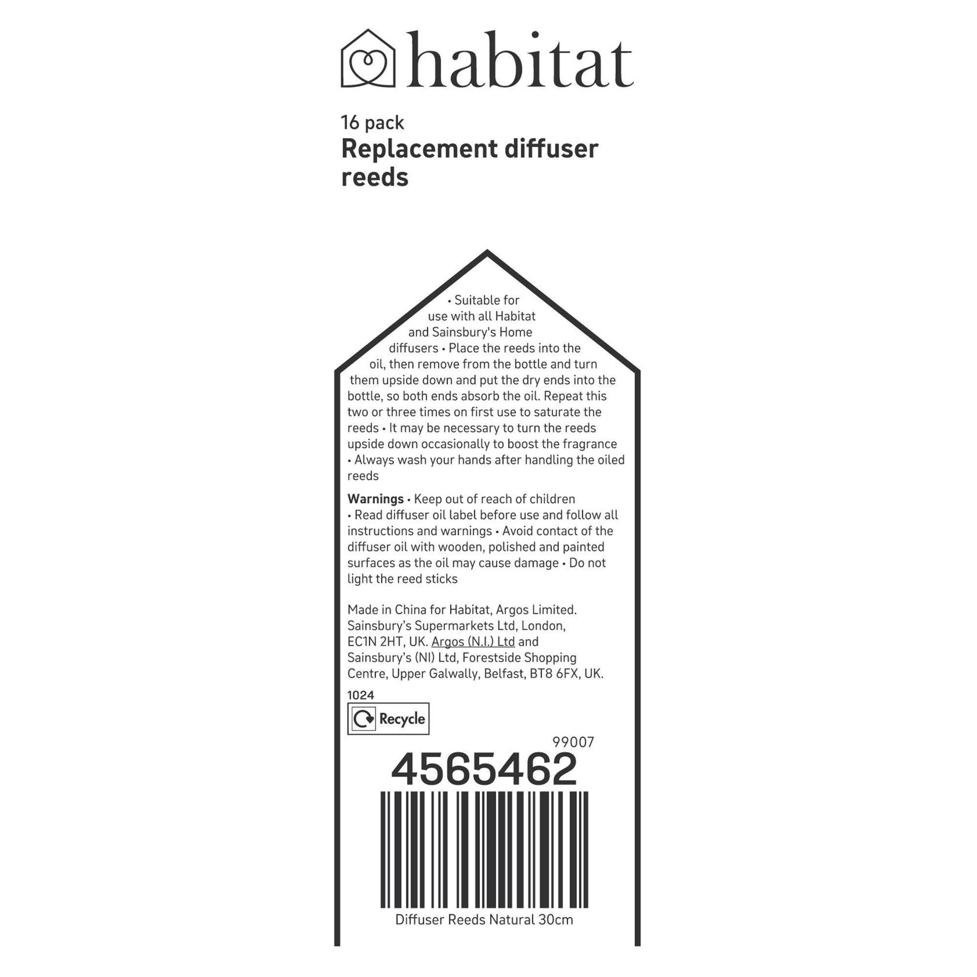 Habitat diffuser reeds replacement pack of 16, 30cm, imported from the UK