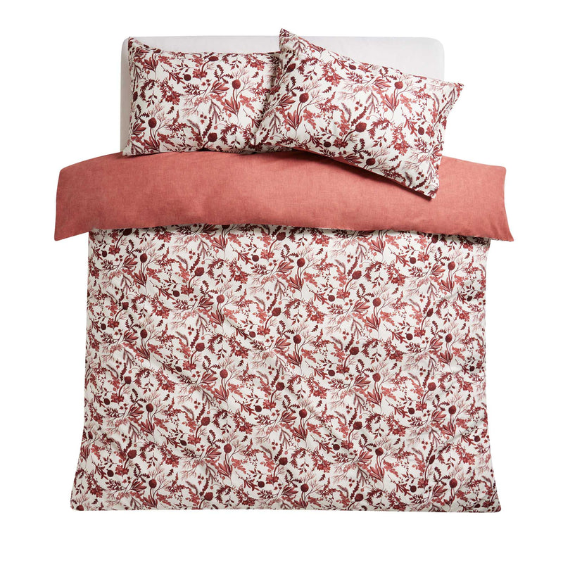 Sainsburys Foliage Print Bedding Set Burgundy Various Sizes (British brand)