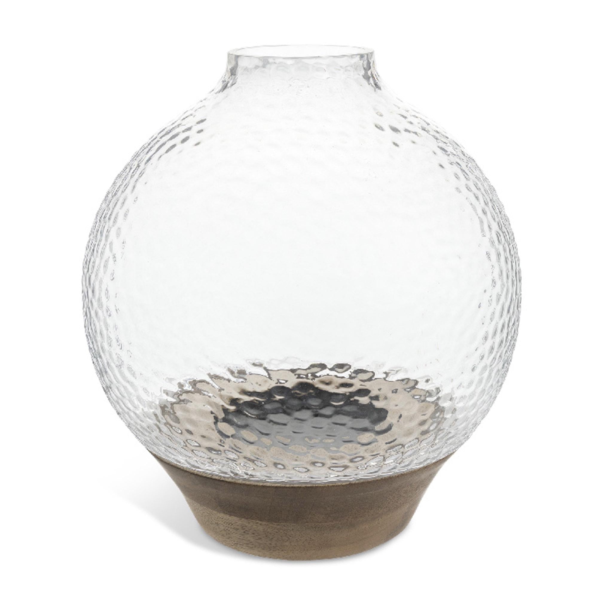 Habitat hurricane candle holder hammered glass wooden base (British brand)