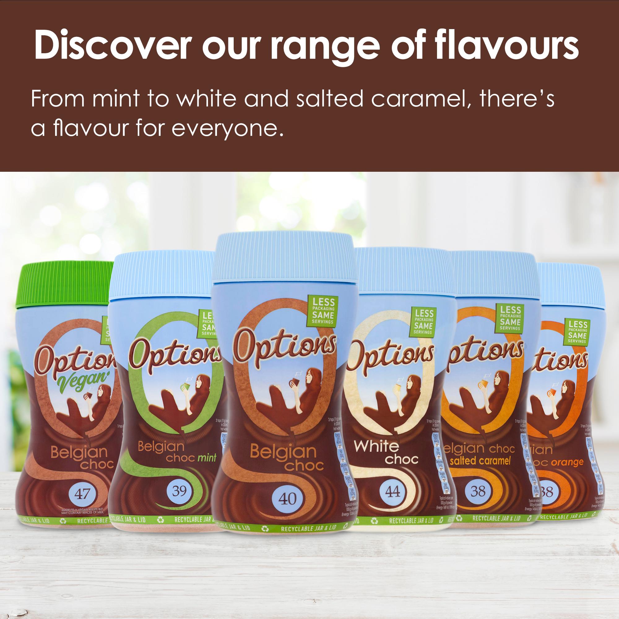 Options Belgian hot chocolate powder 220g (British brand)