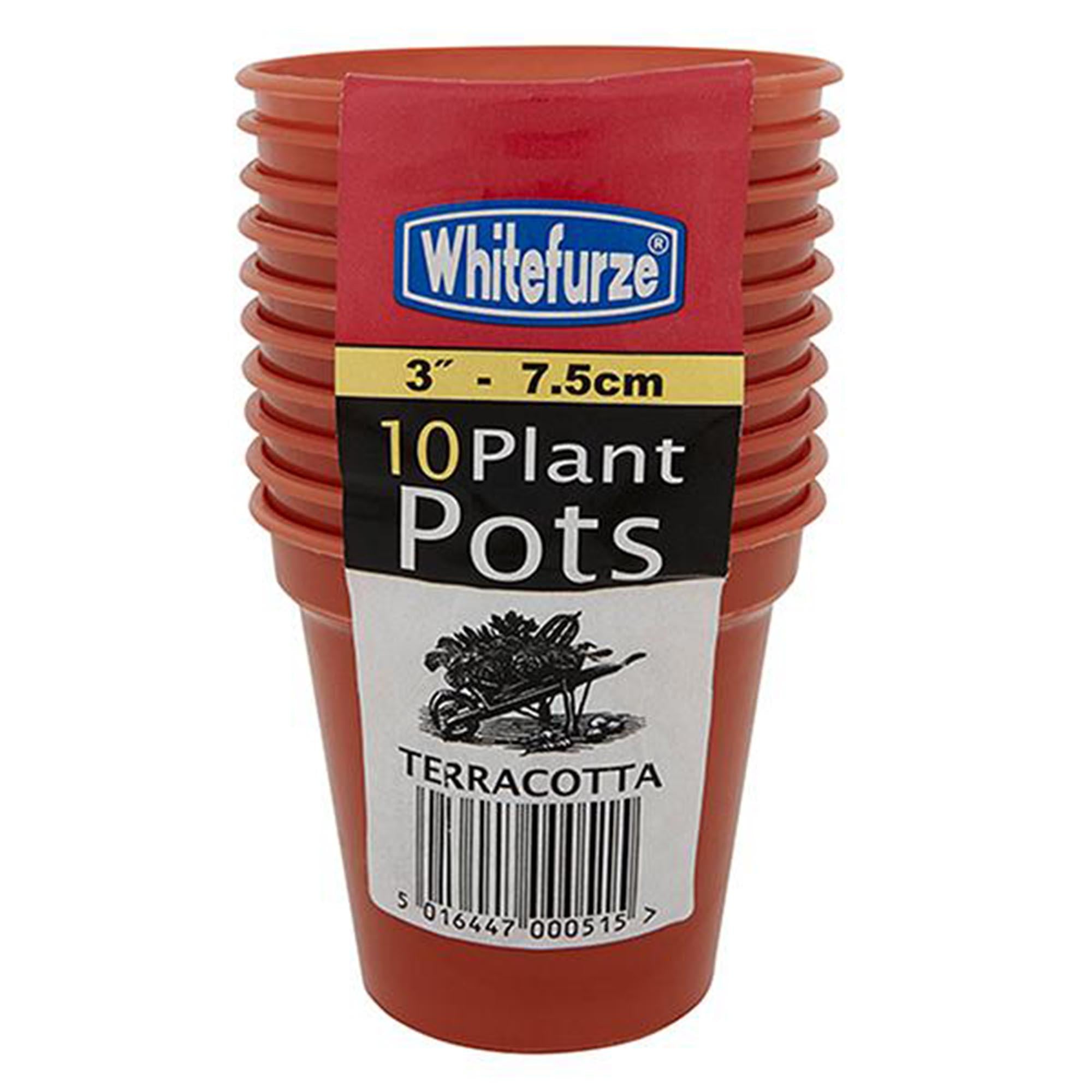 Whitefurze plastic pots pack of 10 7.5cm, imported from the UK