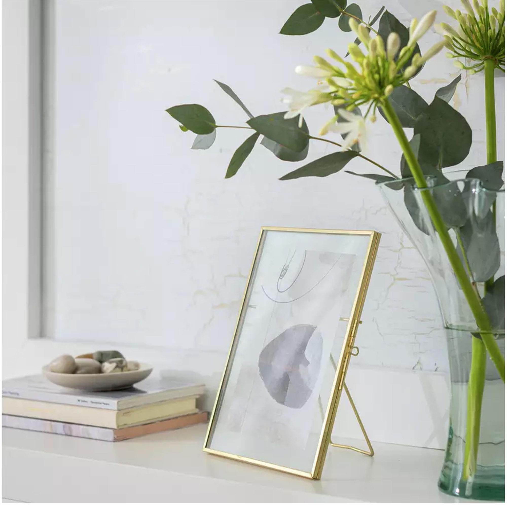 Habitat Skinny Metal Easel Picture Frame Gold 18x13cm, UK version