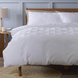 White Textured Embossed Single Bedding Set with Duvet Cover and Pillowcase