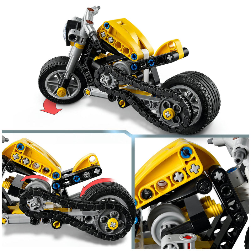 LEGO Technic Yellow Motorbike building toy, imported from the UK
