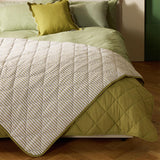 Habitat yarn dye striped bedding set olive green - British product
