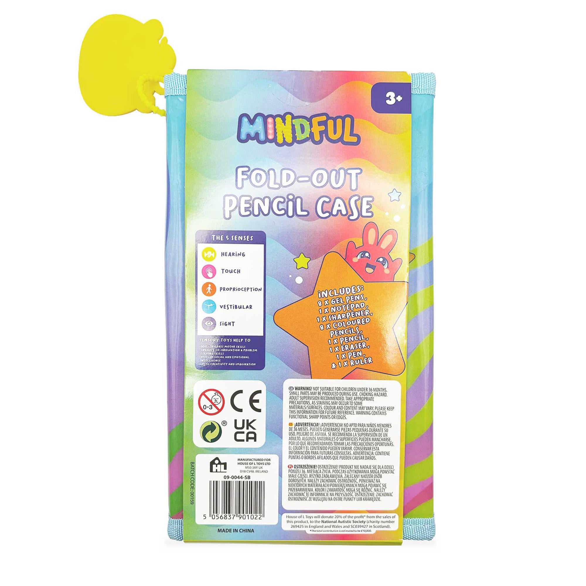 Mindful fold out pencil case stationery set multicoloured, imported from the UK