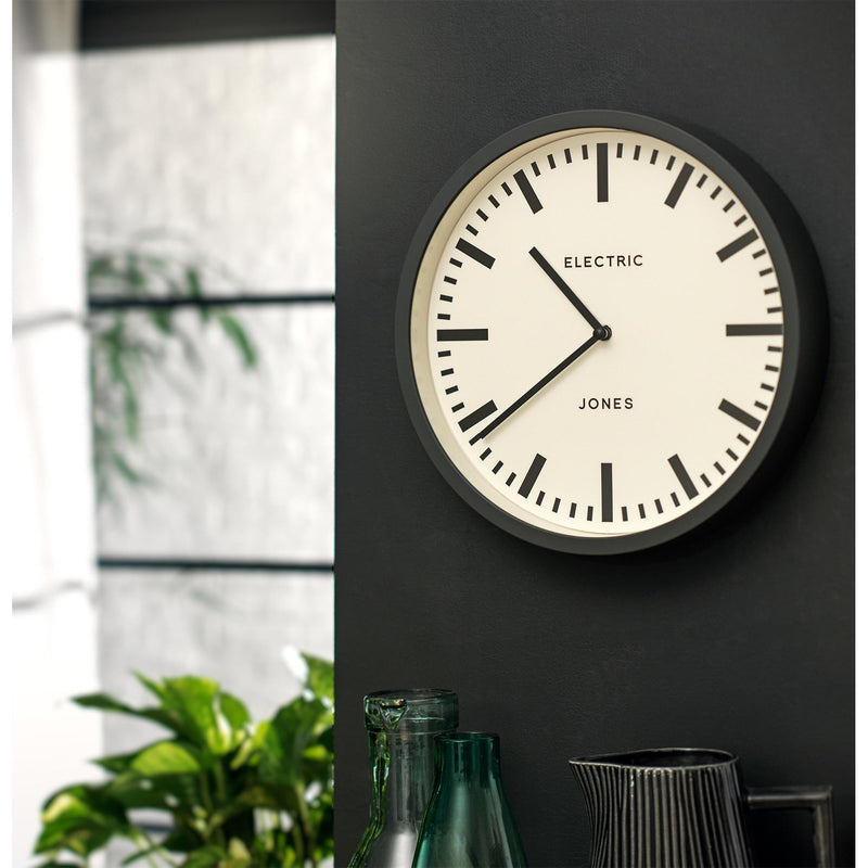 Jones wall clock grey 27cm, imported from the UK