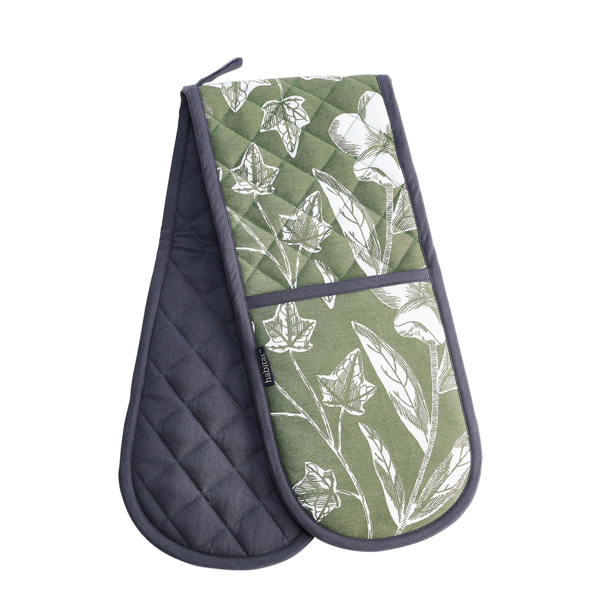Habitat green floral double oven glove 19x92cm, UK version