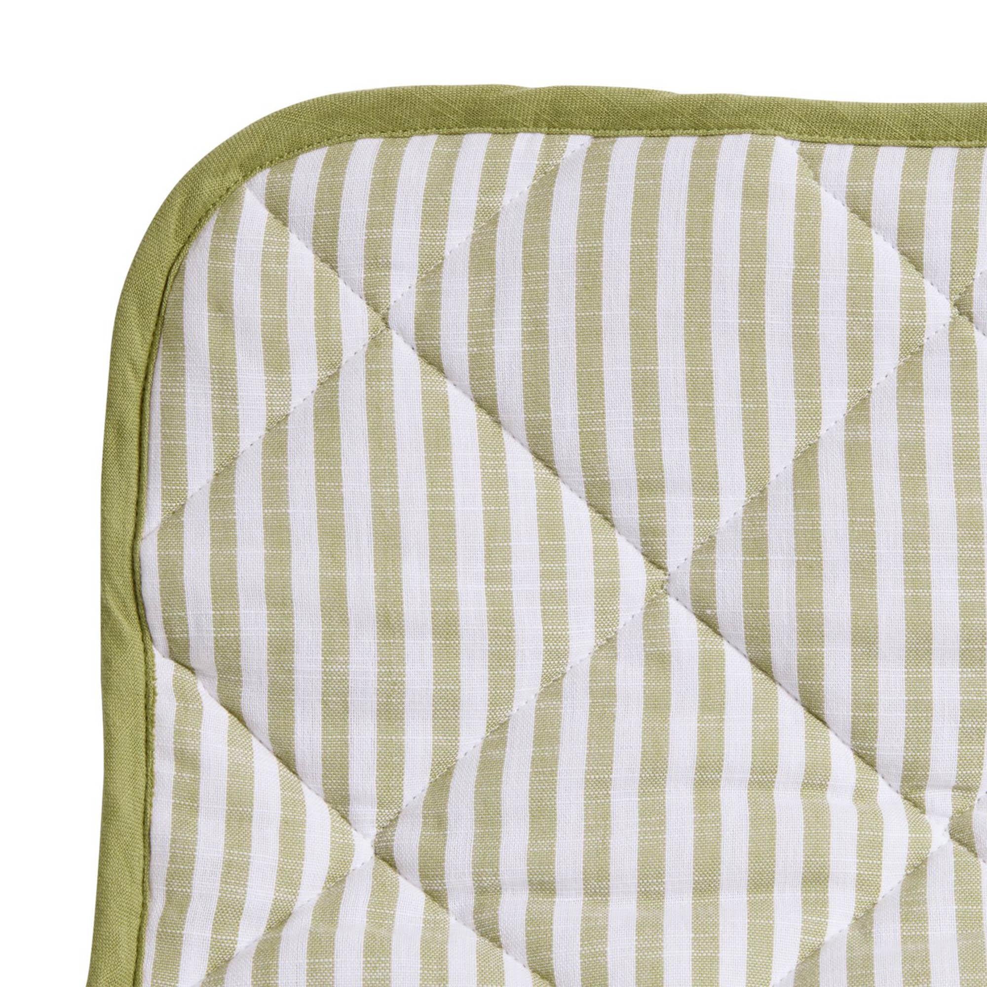 Habitat yarn dye striped bedding set olive green - British product