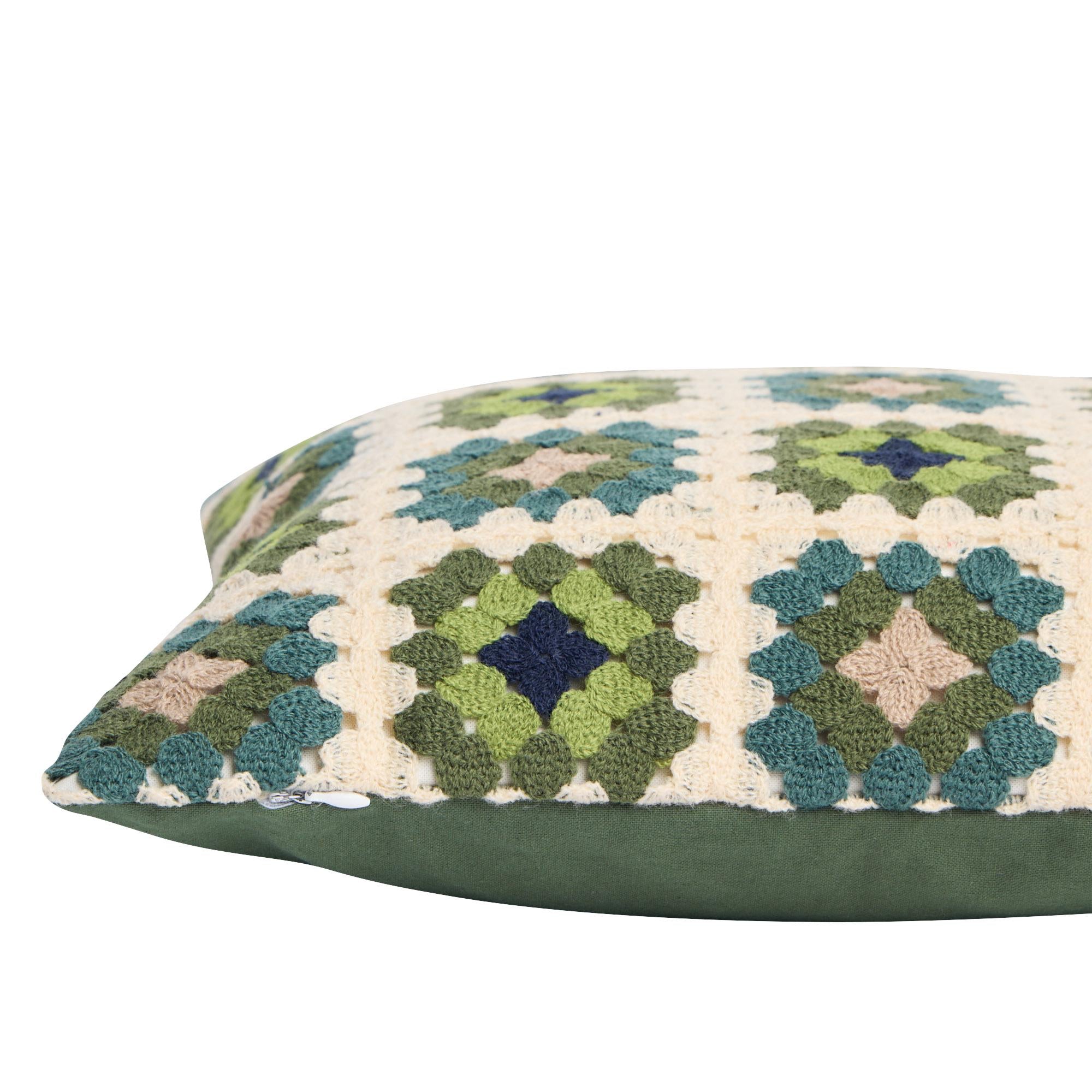 Sainsbury's Home crochet cushion green 43x43cm (British brand)