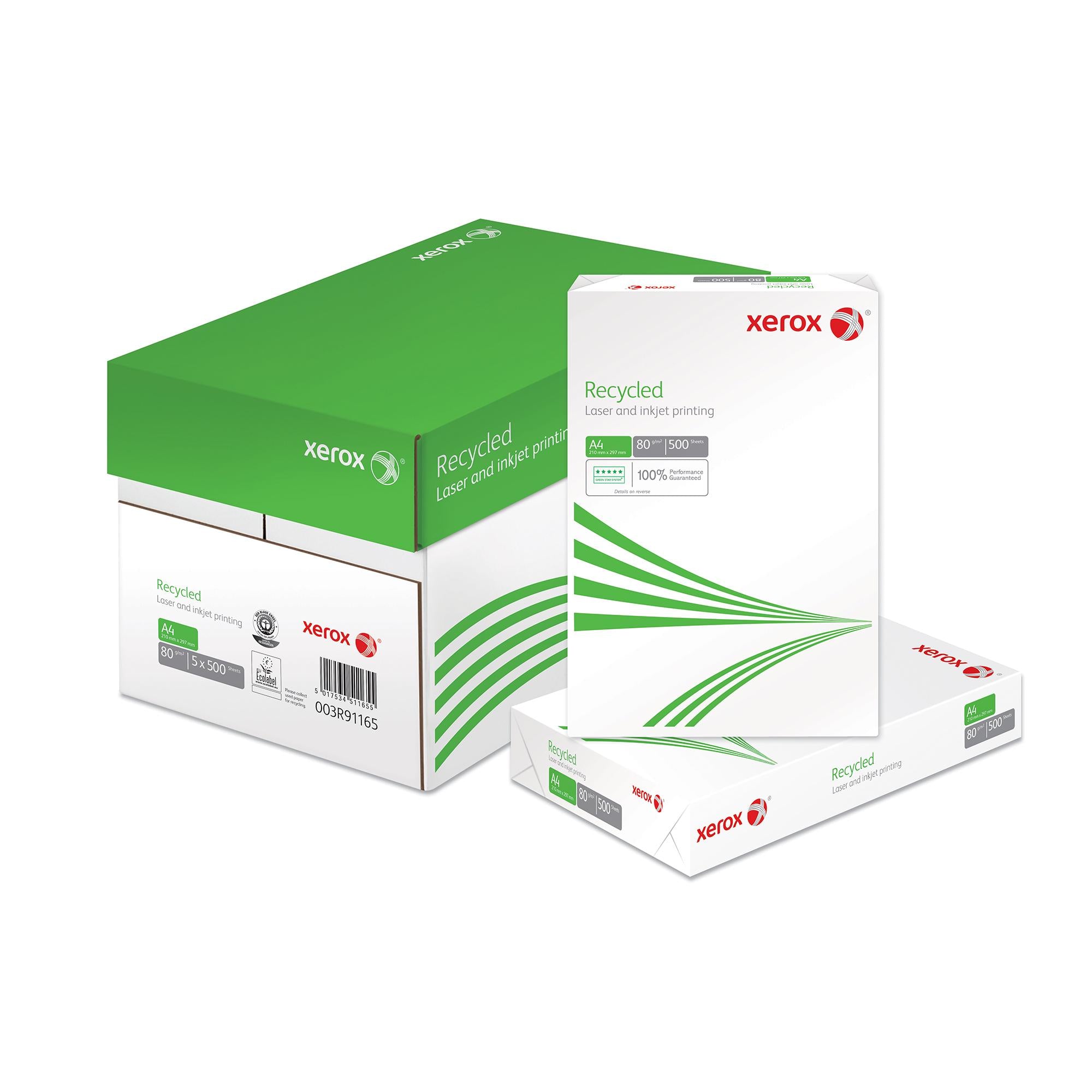Xerox recycled printer paper A4 80gsm 500 sheets (British brand)