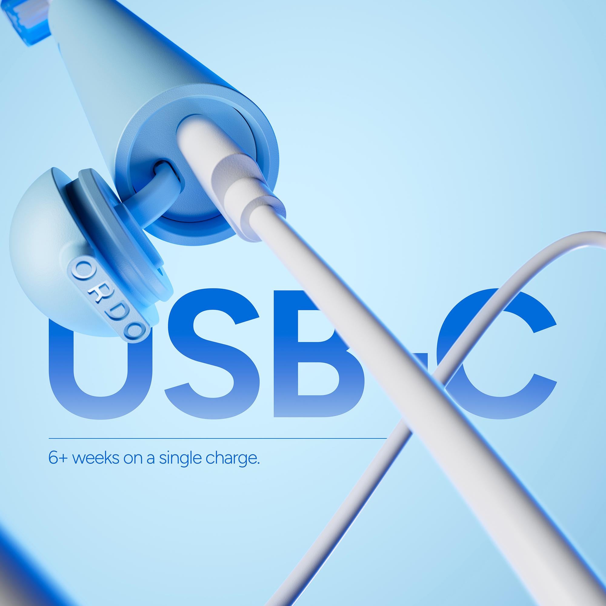 Ordo Sonic Edge Cobalt Breeze rechargeable toothbrush, imported from the UK