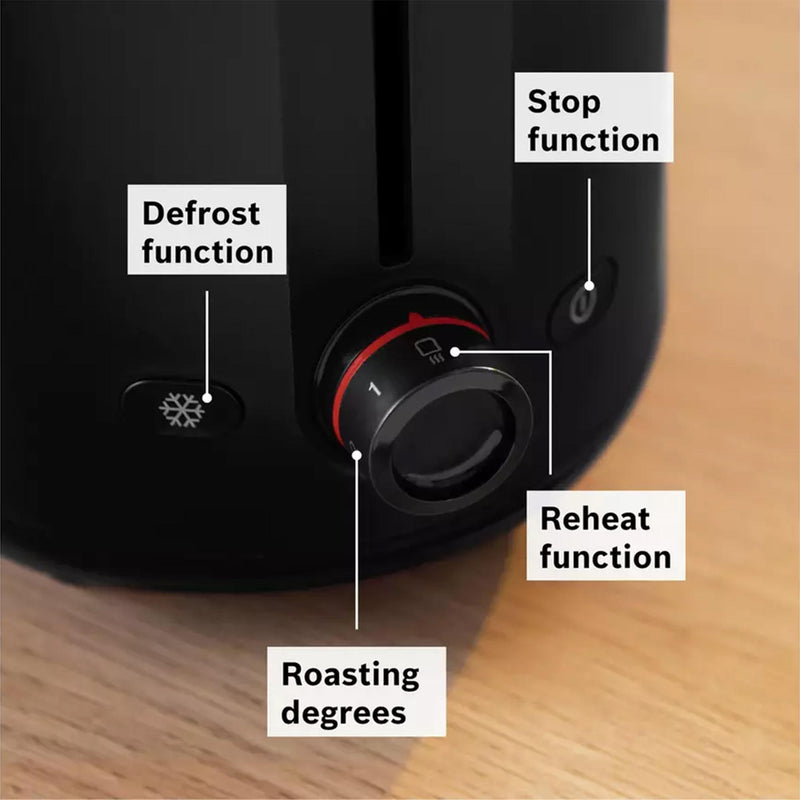 Bosch toaster black 2 slice, imported from the UK