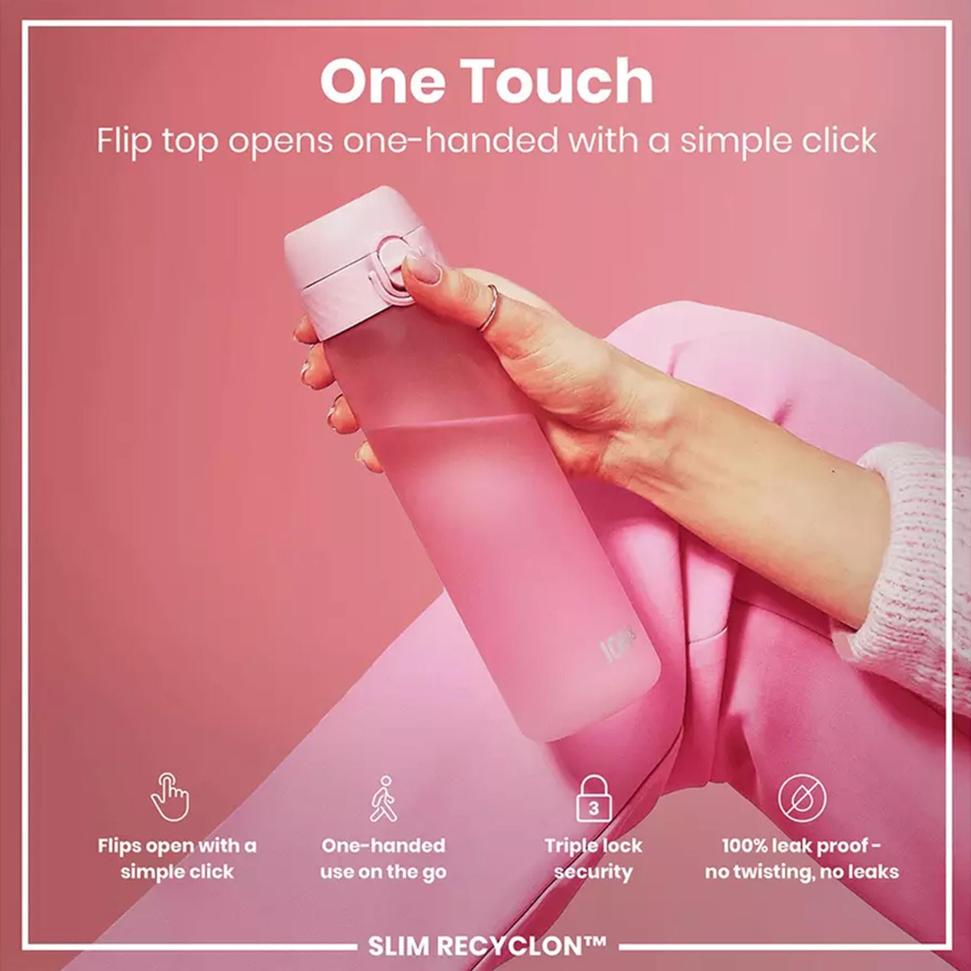 Ion8 rose pink sports water bottle 500ml, UK version