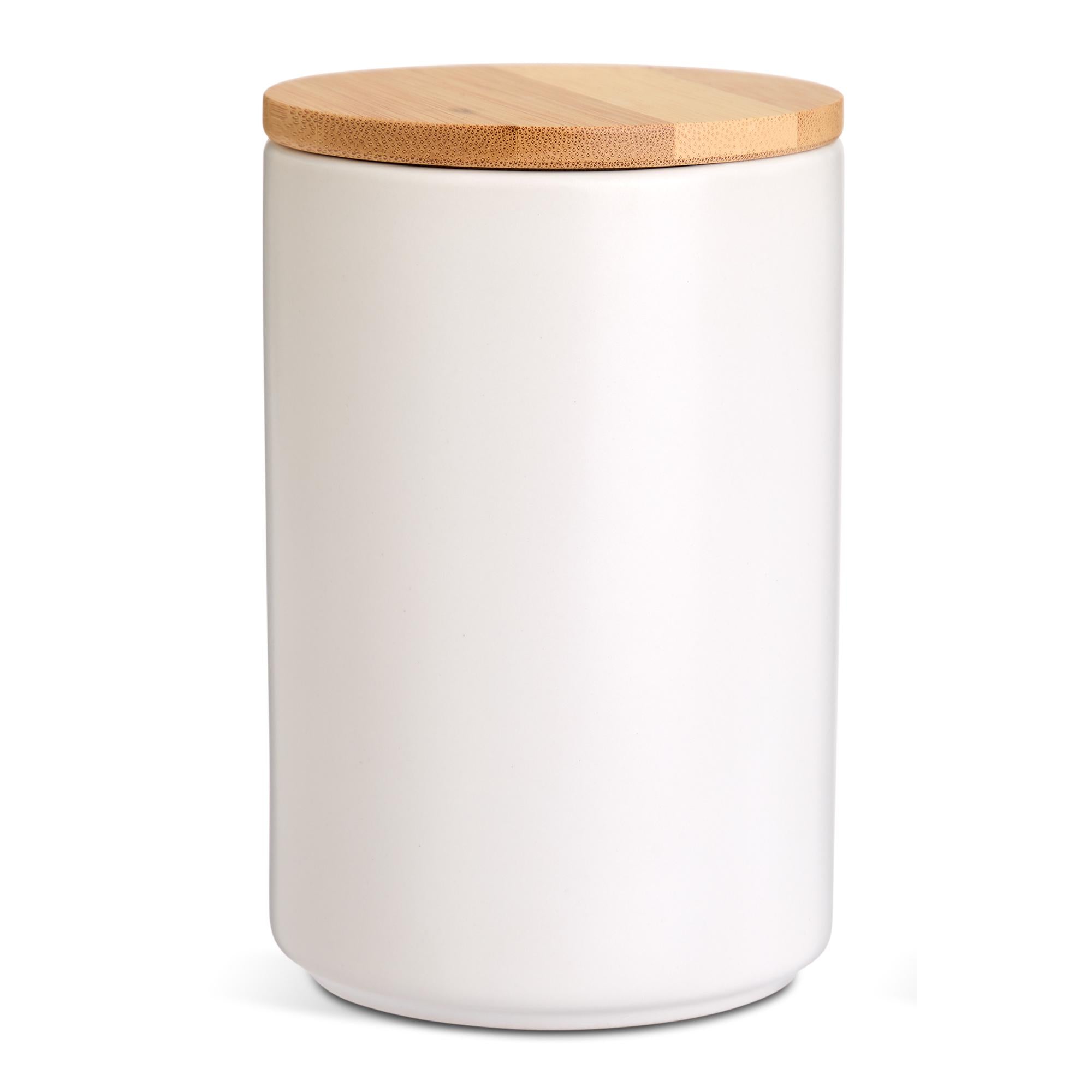 Habitat white ceramic storage canister matte finish 690ml, imported from the UK