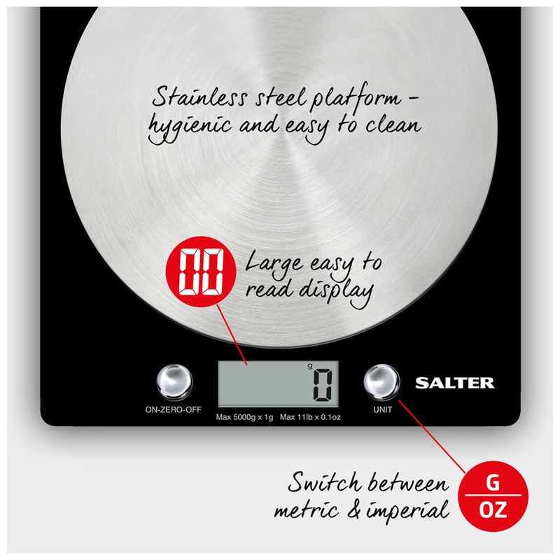 Salter Electronic Scale Black Steel Platform (British brand)