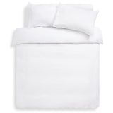 White Textured Embossed Single Bedding Set with Duvet Cover and Pillowcase