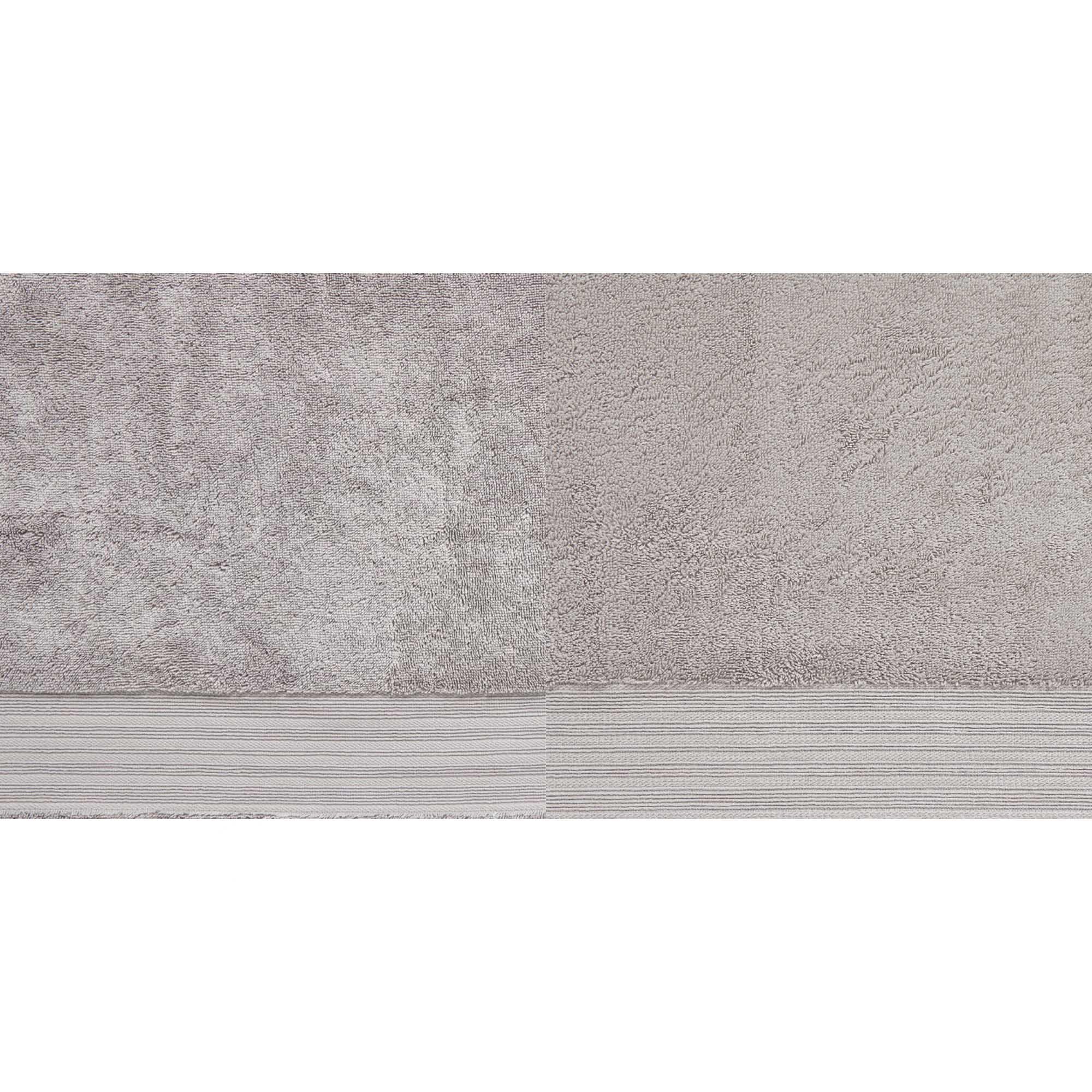 Luxury Egyptian Cotton Bath Towel or Sheet with Plush Pile, Silver Striped Design