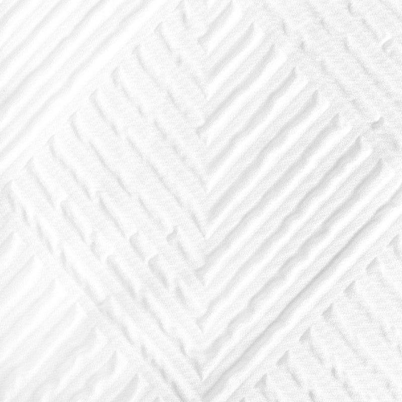 White Textured Embossed Single Bedding Set with Duvet Cover and Pillowcase