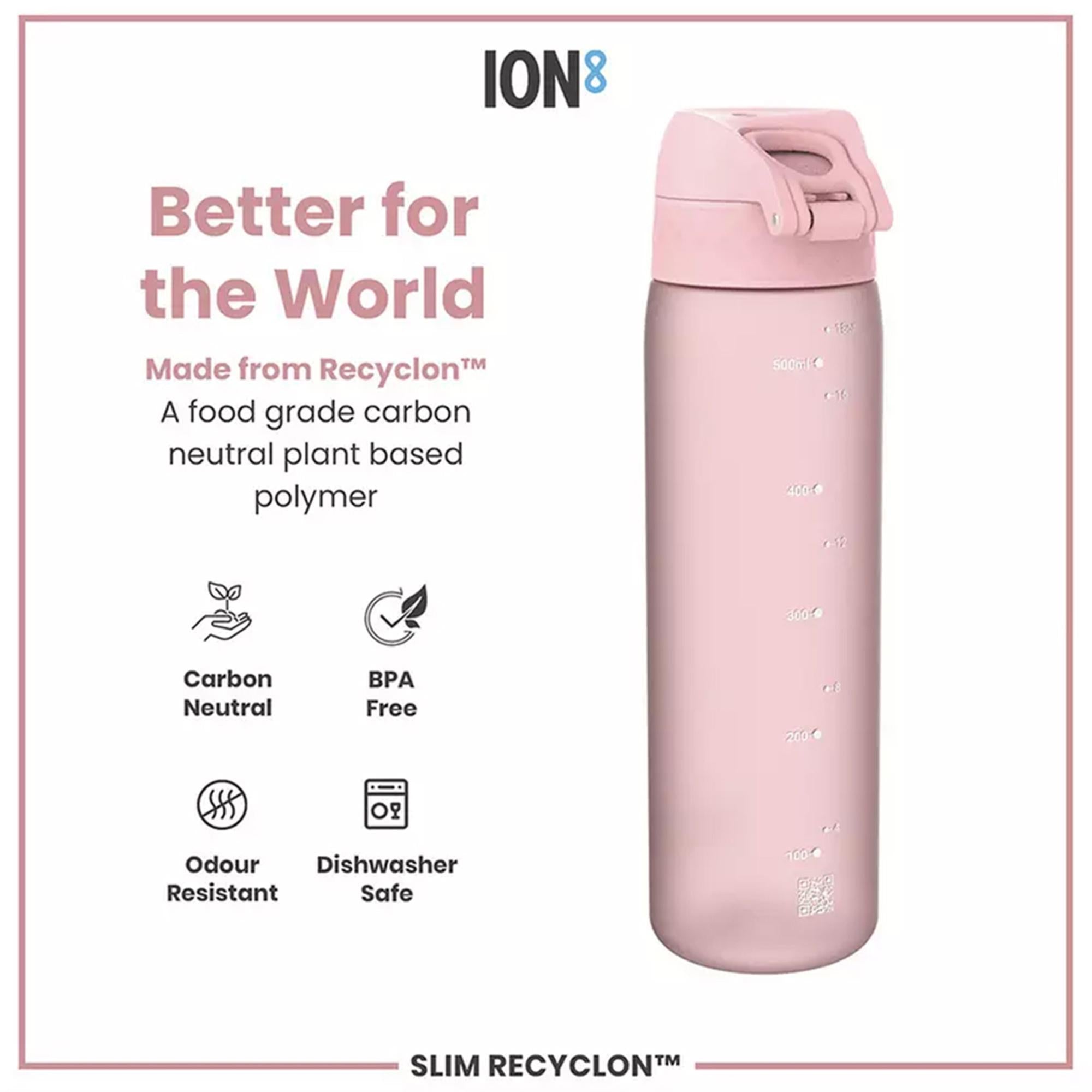 Ion8 rose pink sports water bottle 500ml, UK version