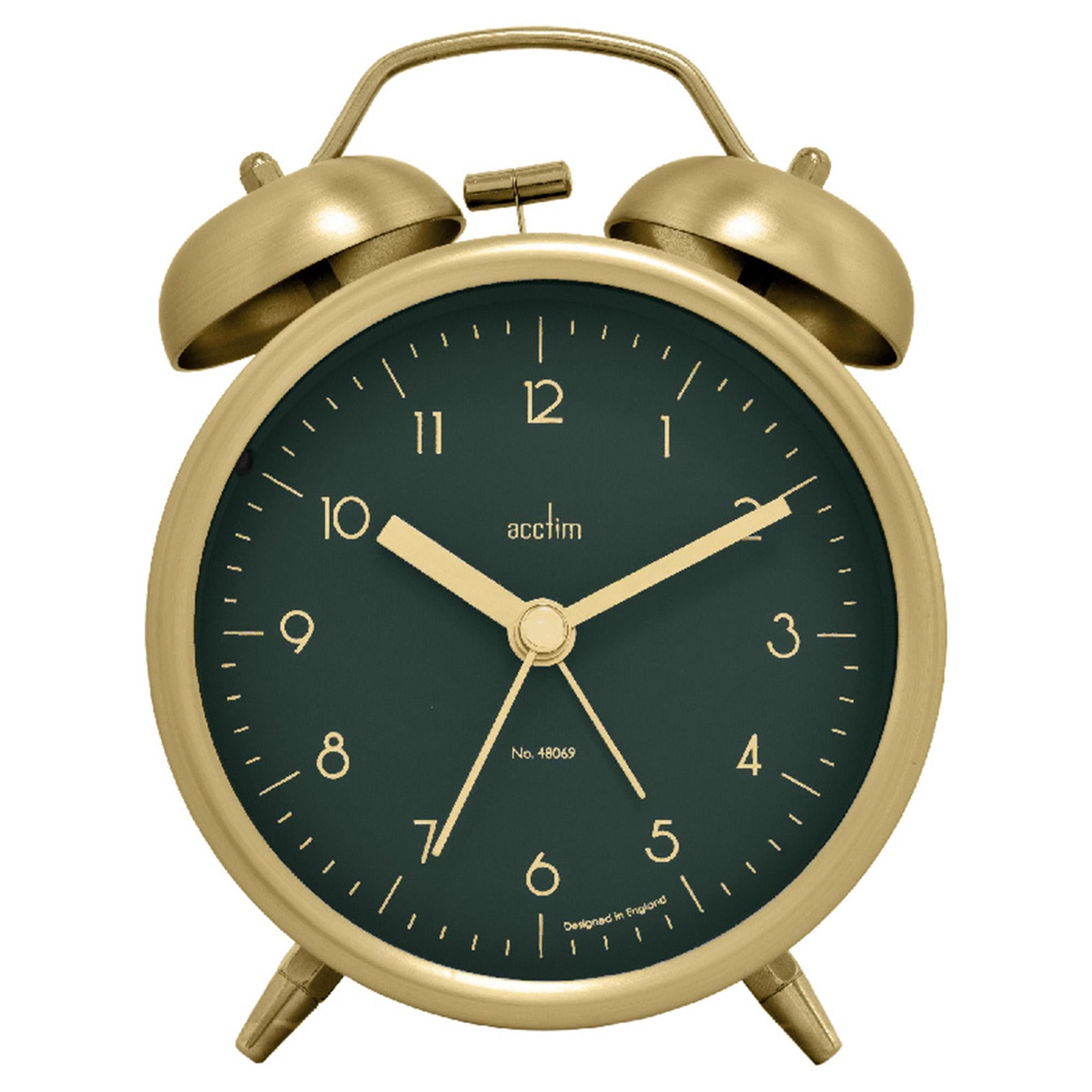 Acctim double bell alarm clock in brass - British product