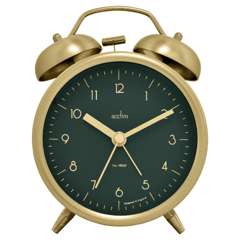 Acctim double bell alarm clock in brass - British product