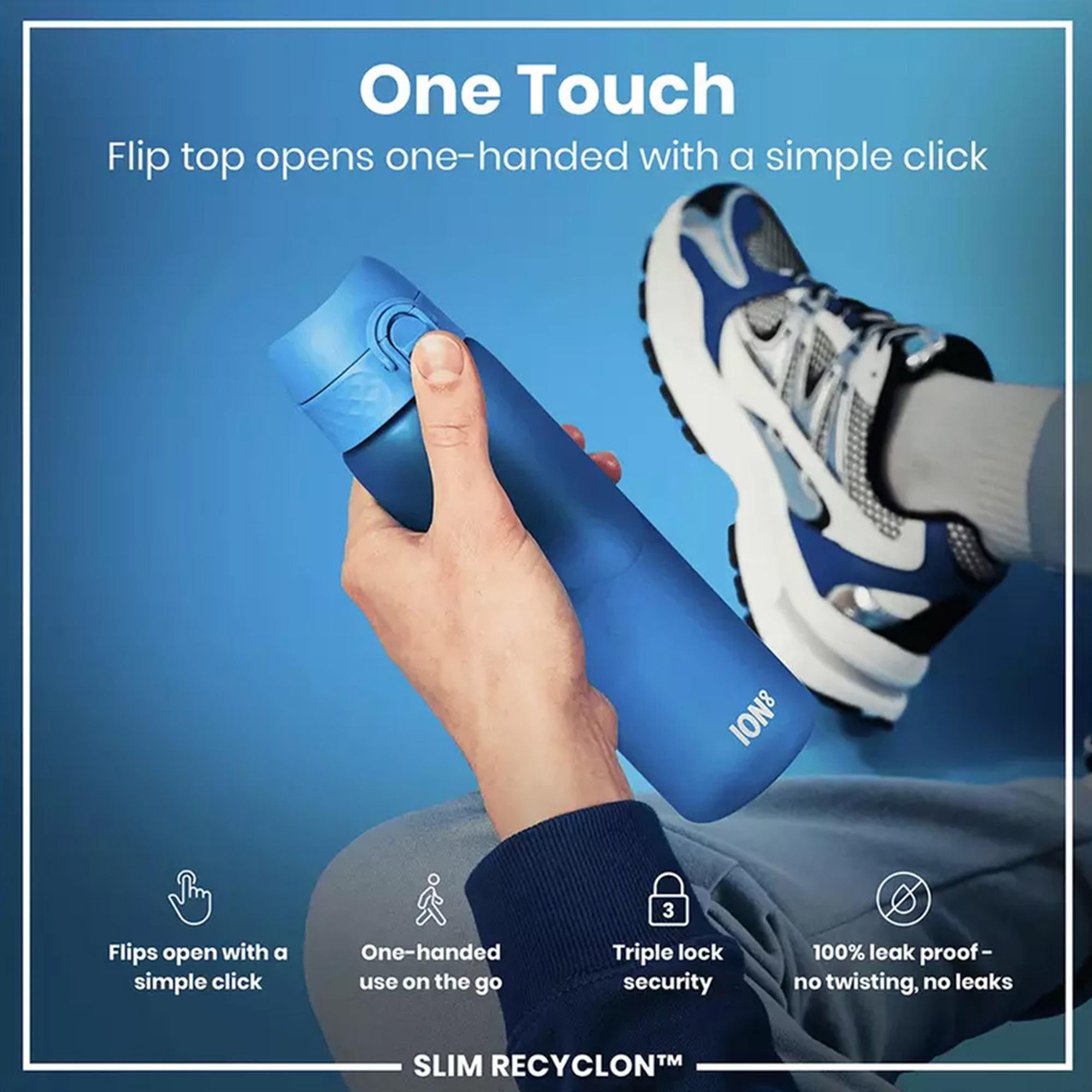 Ion8 Blue Transparent Water Bottle 500ml, UK version