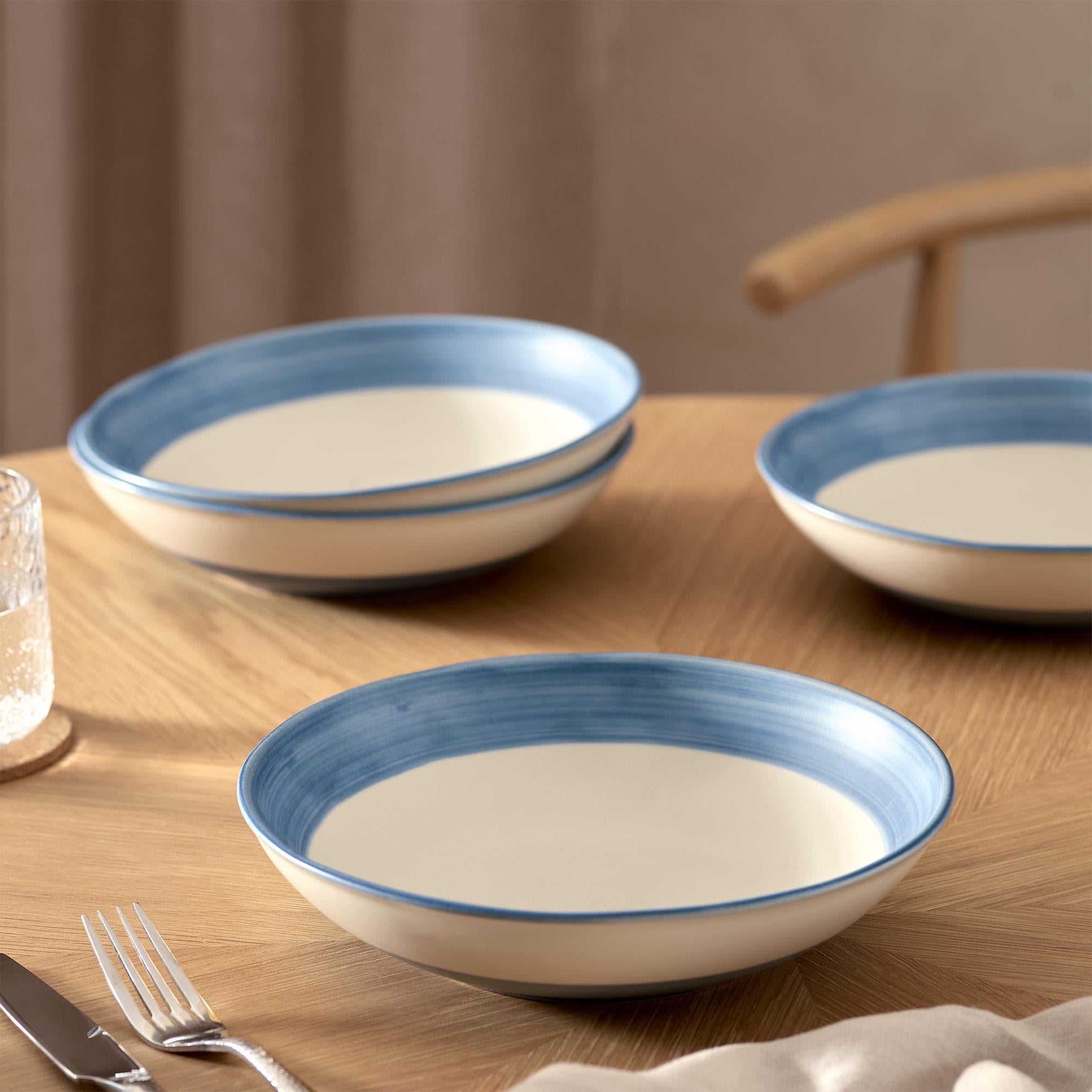 Habitat Artisan Stripe Blue Stoneware Pasta Bowl 22.5cm, UK version
