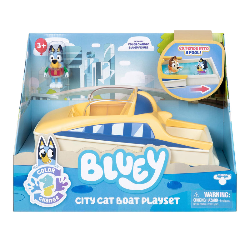 Bluey CityCat Boat with color-change figure, imported from the UK