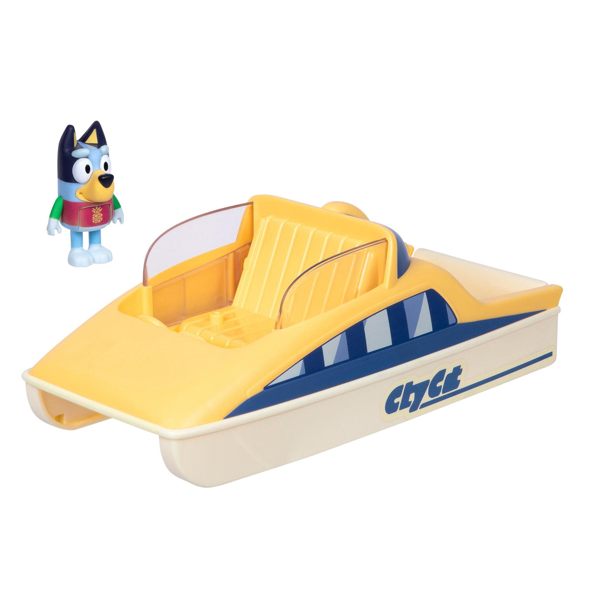 Bluey CityCat Boat with color-change figure, imported from the UK