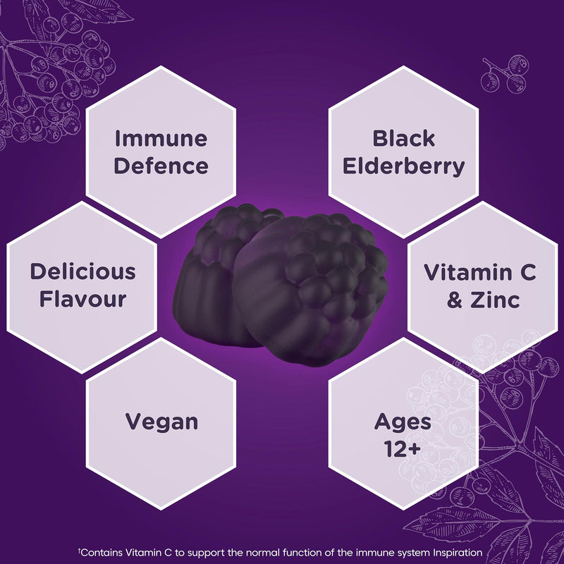 Sambucol Immuno Forte black elderberry gummies 30 count, imported from the UK