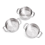 3-Tier Stainless Steel Steamer with Glass Lid, 18cm Diameter