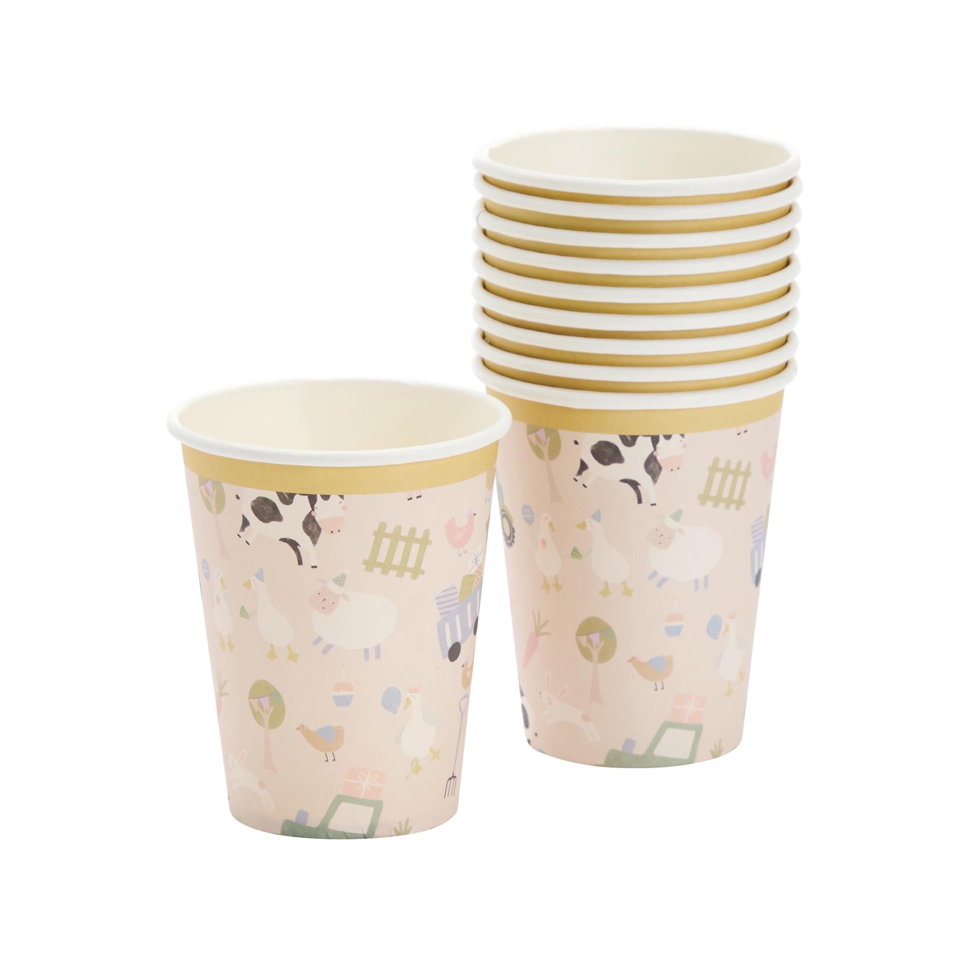 Sainsbury's farmyard animal paper cups 250ml (British brand)