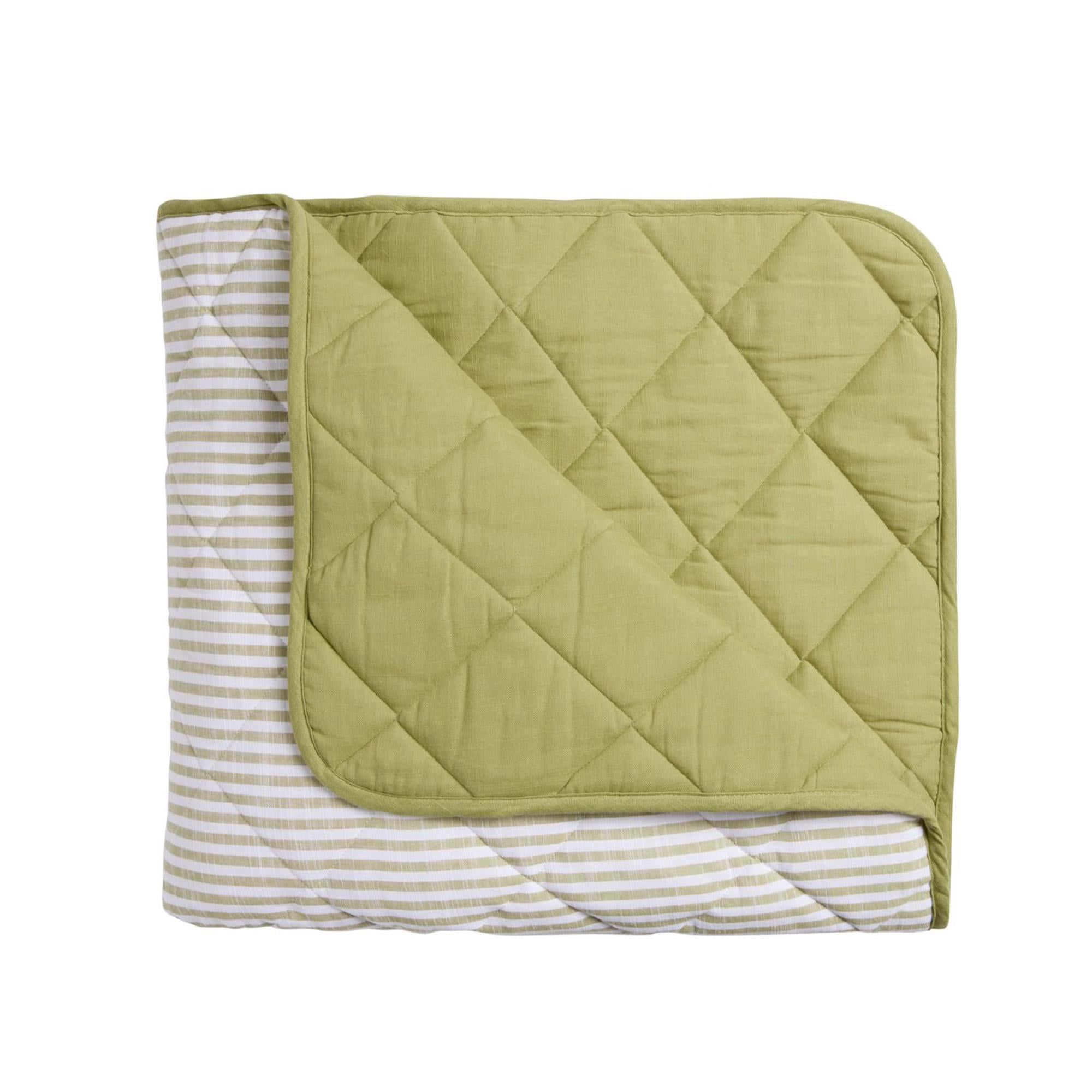 Habitat yarn dye striped bedding set olive green - British product
