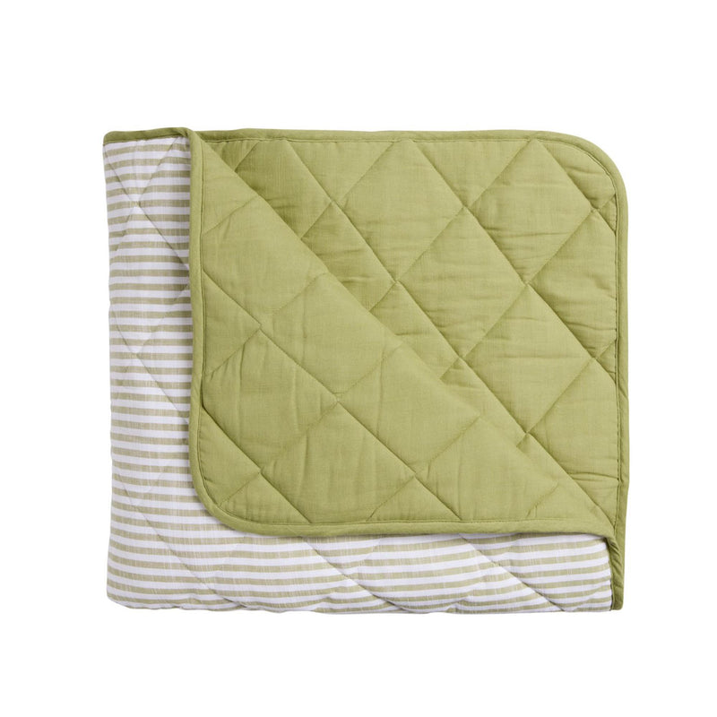 Habitat yarn dye striped bedding set olive green - British product