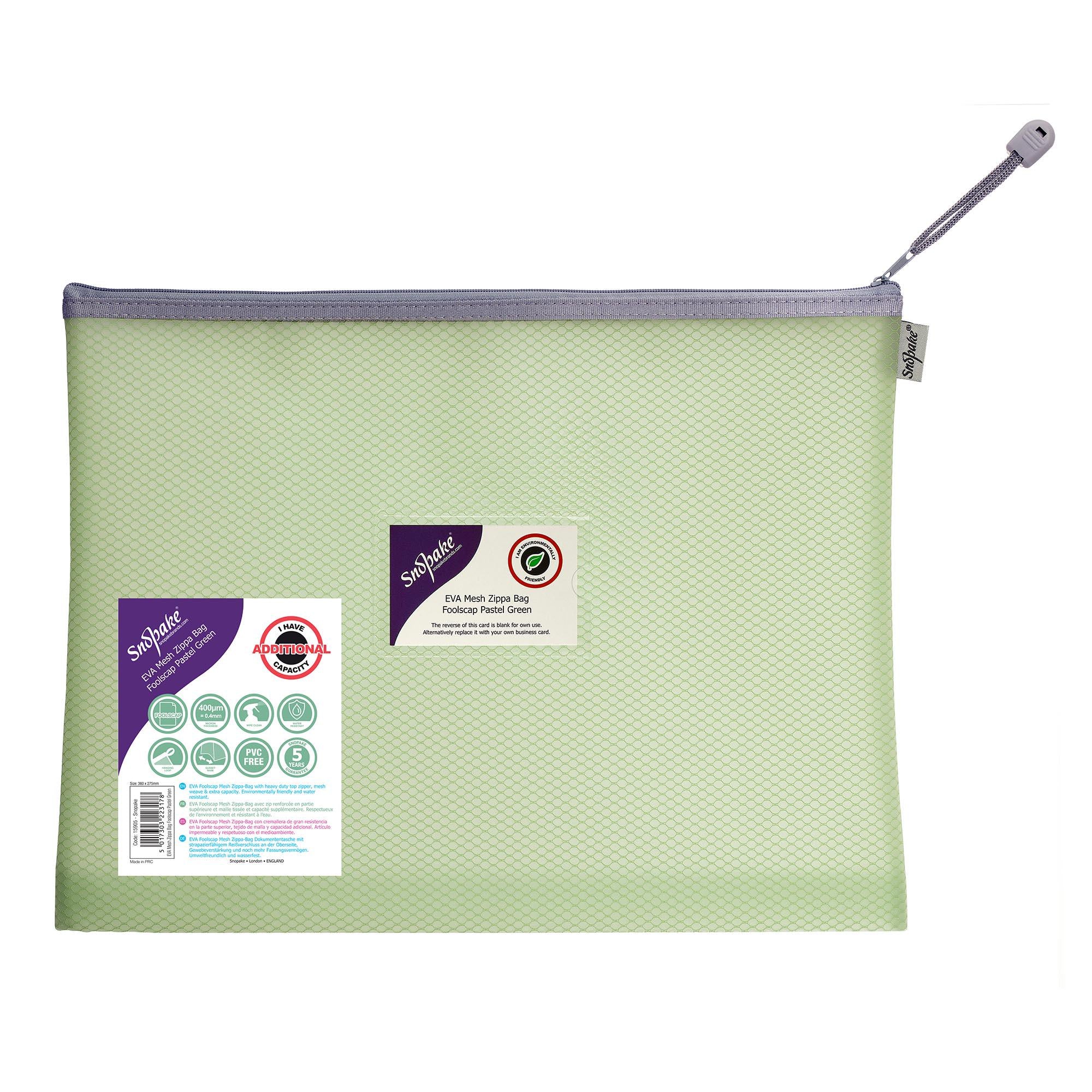 Snopake pastel blue mesh storage bag A4, imported from the UK