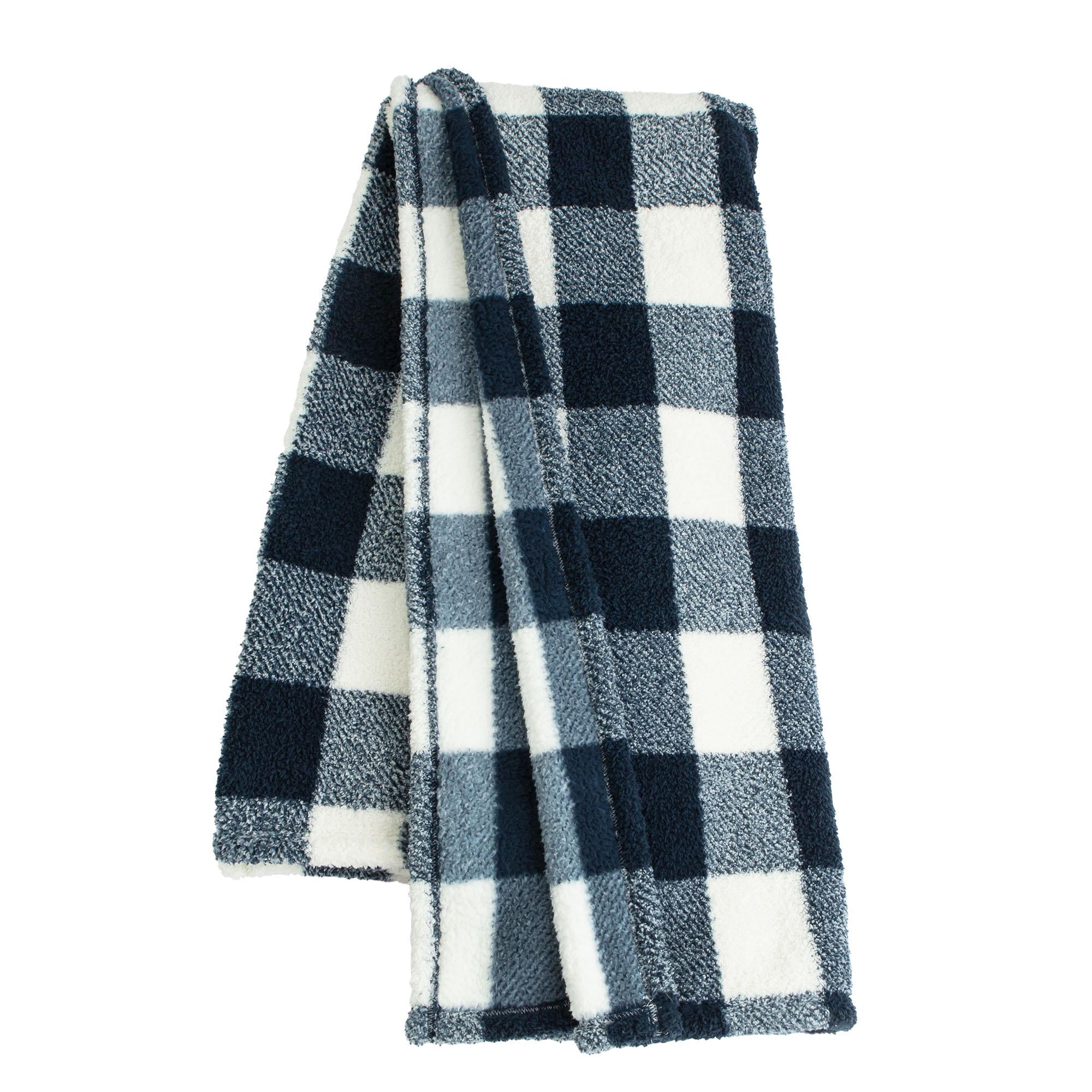 Sainsbury's Home Fleece Throw Navy Check 125x150cm (British brand)