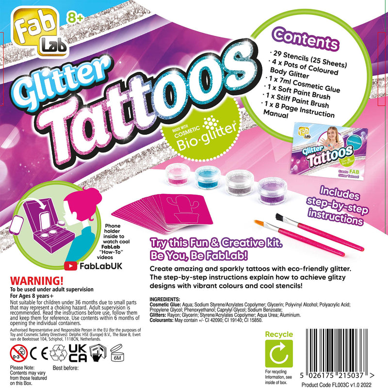 Fab Lab Glitter Tattoos craft kit (British brand)