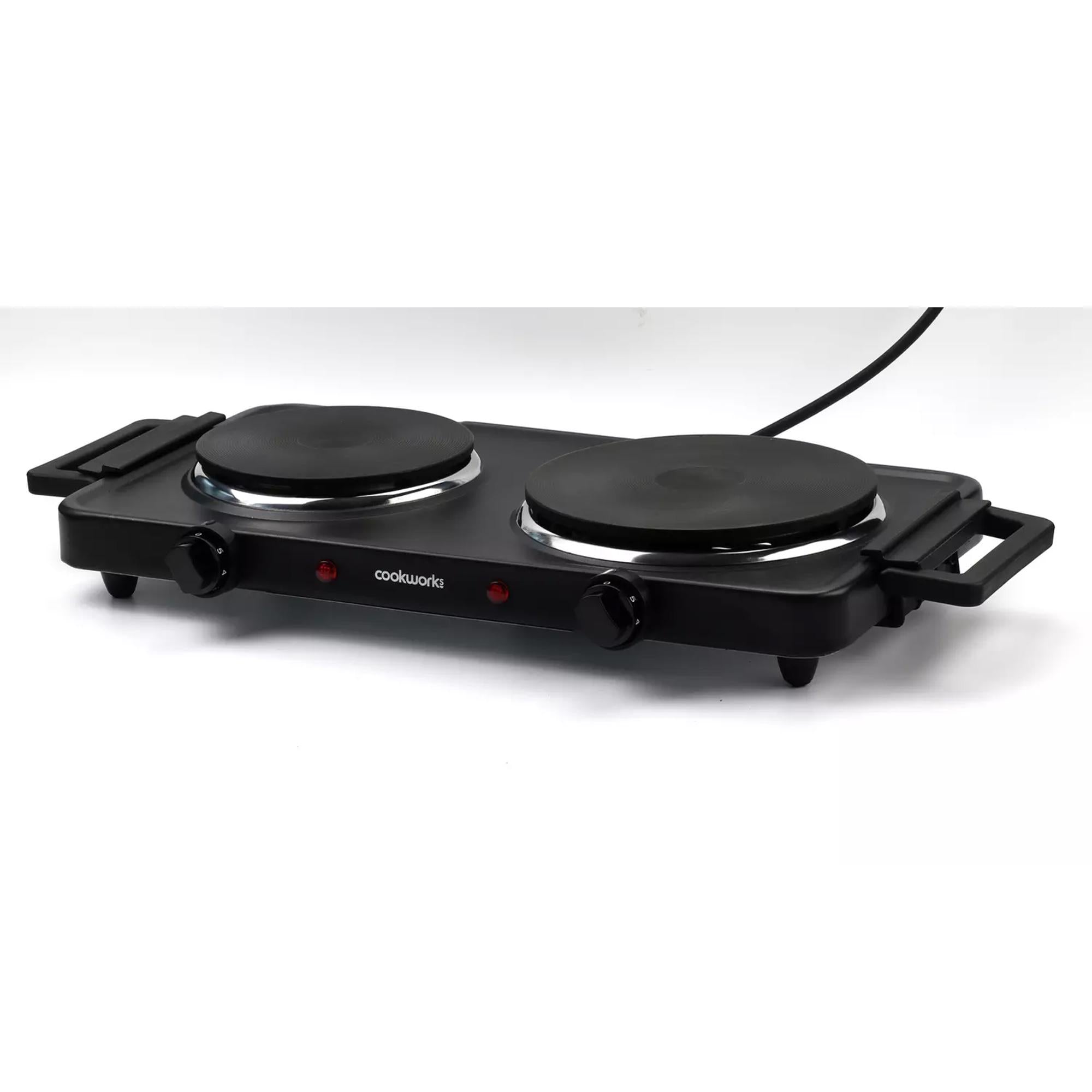 Cookworks 2500W Double Hotplate Hob 50.5 x 27 x 7cm - British product