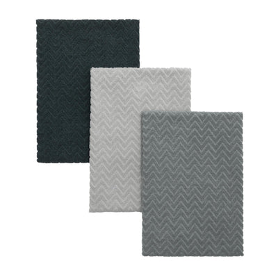 Sainsburys Habitat Zig Zag Terry Tea Towels Greys Pack of 3- Buy online at McGrocer