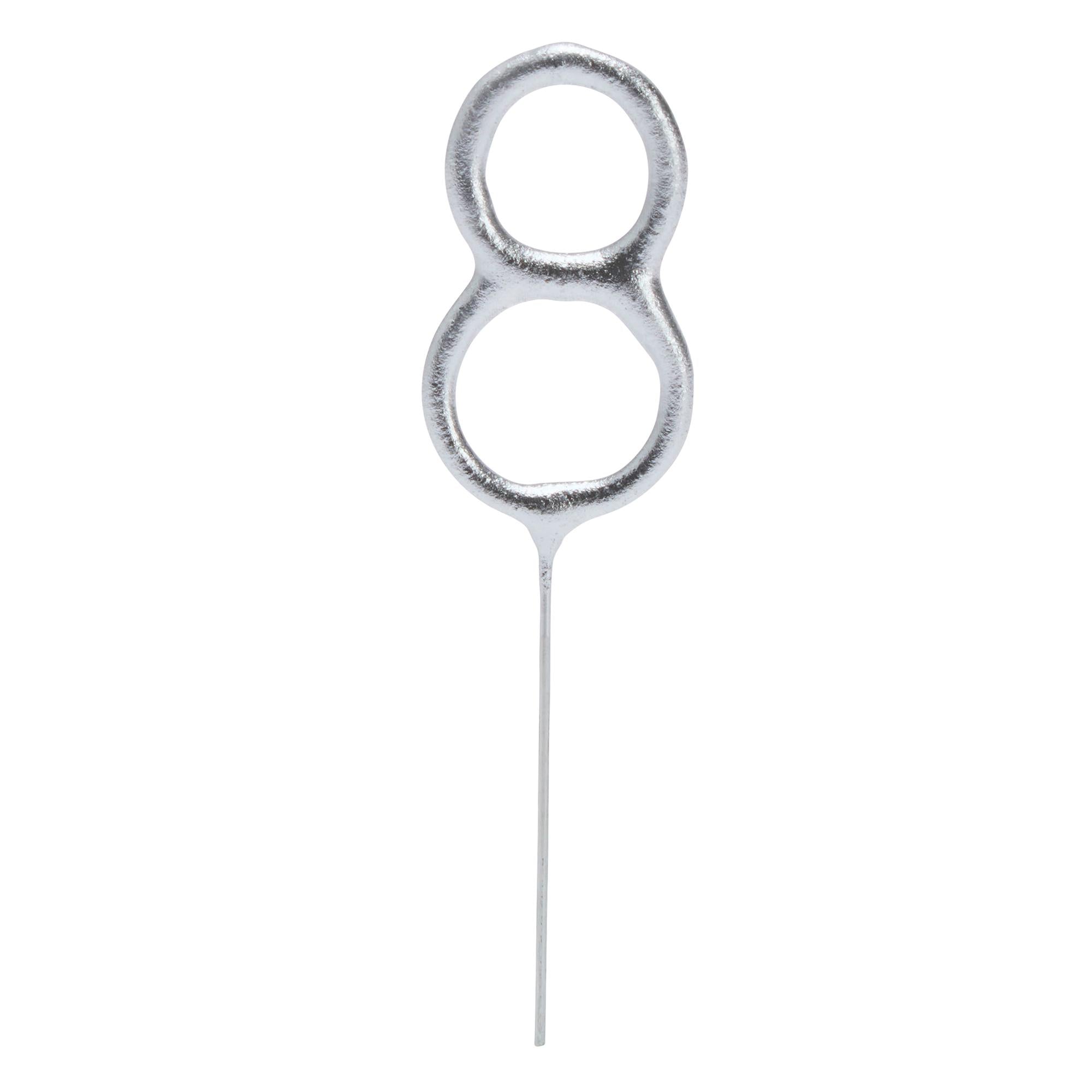 Sainsbury's silver number 8 cake sparkler candle 17cm - British product